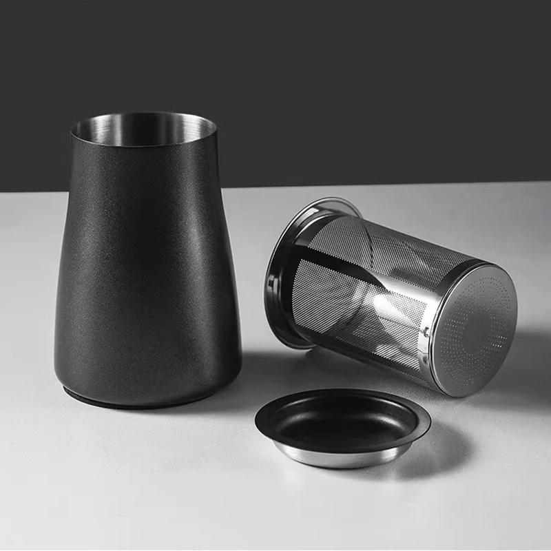 Фильтр для кофейного порошка 3 в 1, стакан для порошка с крышкой, сито из нержавеющей стали для какао-порошка, кофемолка, стакан для порошка, инструменты бариста серебряный